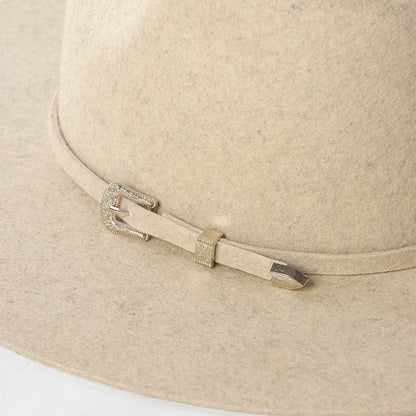 Chapéu Fedora de Feltro 100% Lã Australiana com cinto de feltro e aba larga de design moderno