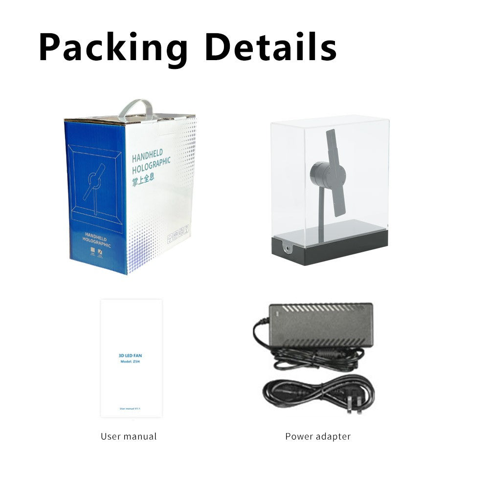 Portable Mini 3D Hologram Fan 18CM with Desktop Cover - Christmas Decoration Holographic Display, Advertising Projector for Home