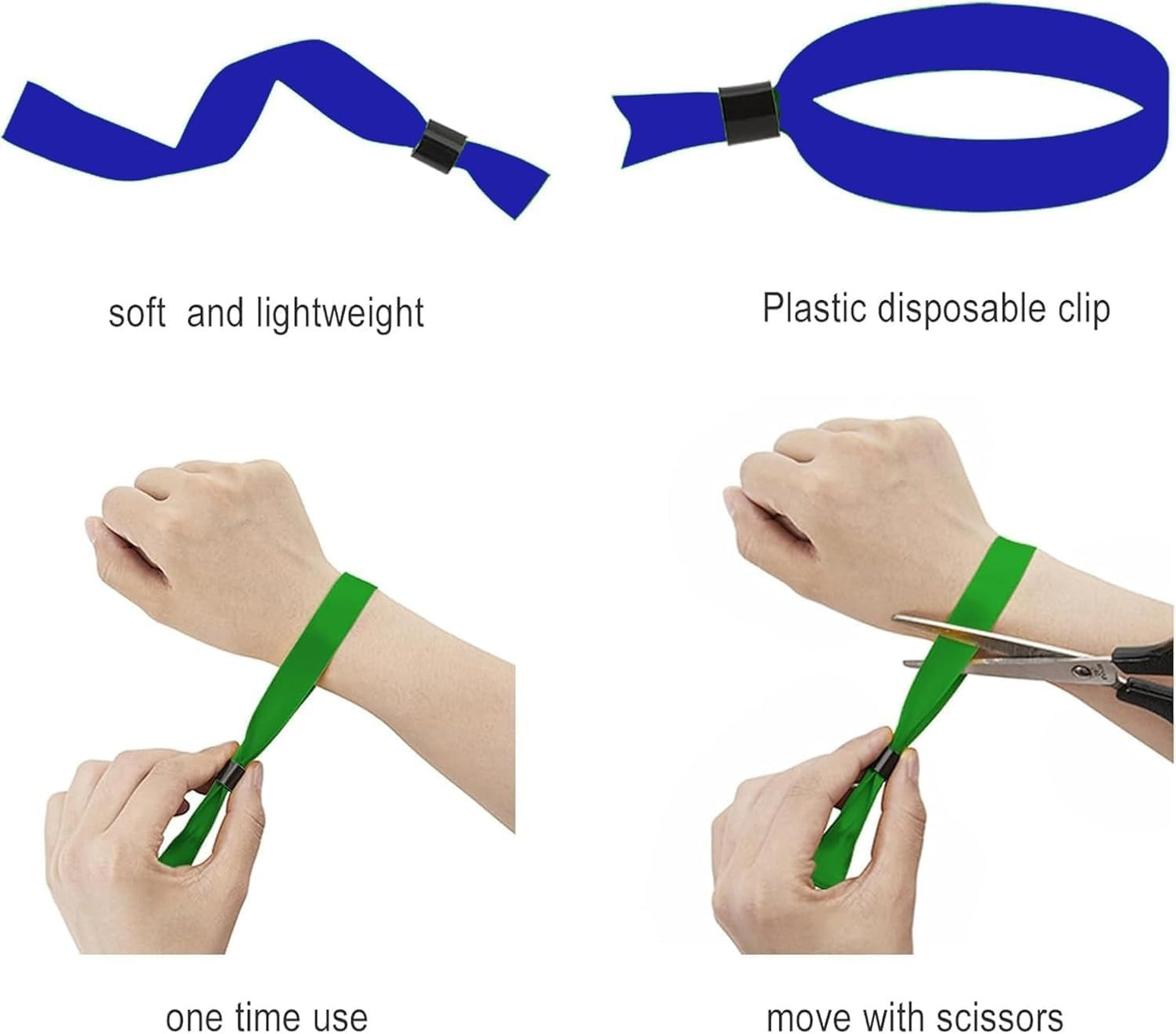 200PCS Custom Cloth Wristbands Personalized Events VIP Wristbands for Festival Gatherings Admission Party
