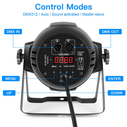 U'King 4PCS 200W 18 LED Par Light 4in1 18x8W RGBW Stage Light DMX 512 Control 4/8CH Flat Lighting Christmas DJ Party Disco Lamp