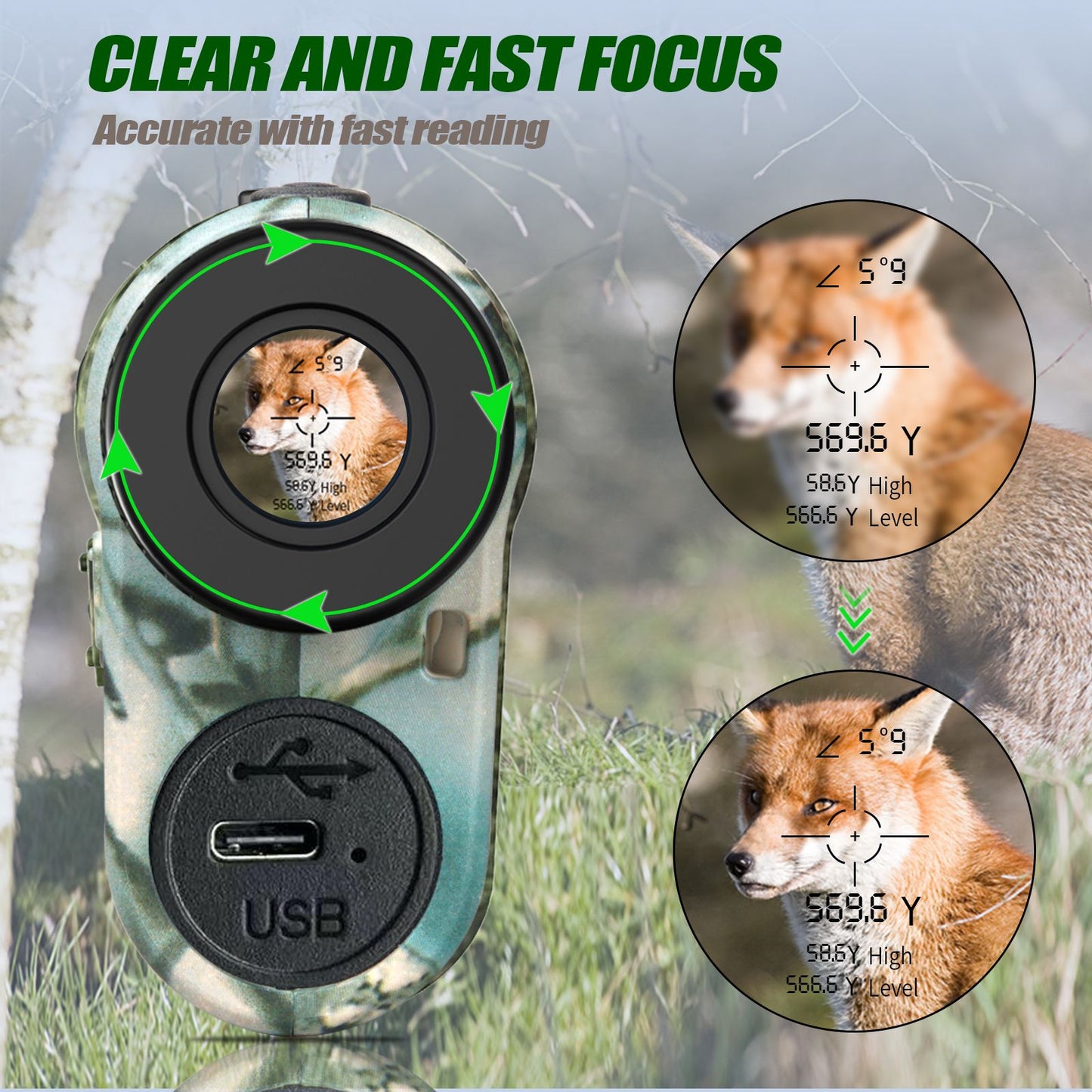 Medidor de Distância Monocular a Laser para Golfe e Caça Nohawk 600M 1000Y com Compensação de Inclinação para Golfistas