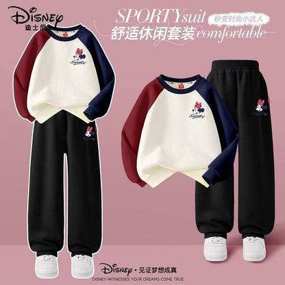 Autumn Baby Girls Boys Clothes Set Children Disney Mickey Printing Sweatshirt Top and Pants Bottom 2Pieces Suit Cotton Tracksuit