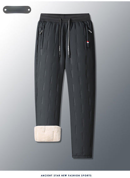 Calça Masculina de Algodão Acolchoada para o Inverno, Moda Masculina, Pelúcia Grossa, Lã, Calça Esportiva, 7XL, Casual, Impermeável, À Prova de Frio, Calça Masculina de Corrida para Baixo