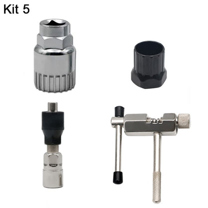 Conjunto de Ferramentas para Reparo de Bicicleta Quebrador de Corrente Extrator de Pedivela MTB Régua Medidora de Corrente de Bicicleta Removedor de Cassete Ferramentas de Reparo para Ciclismo ao Ar Livre