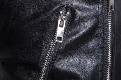 Motorcycle Slim Leather Jacket Men's Leather Jacket British Fashion Men's PU Leather Jacket mens solid color leather jackets