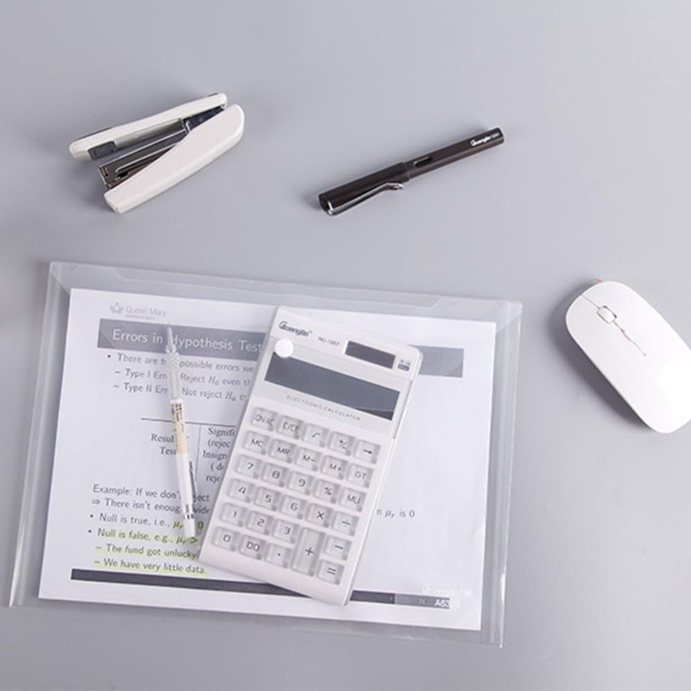 10 PCS Plastic Folders for Document, A4 Size Plastic Envelopes with Snap Closure, Clear File Folders Bags for School Office