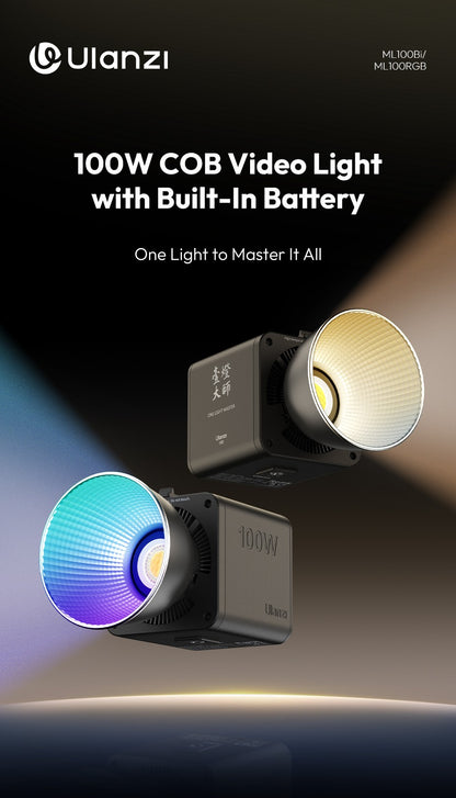 Ulanzi ML100RGB | ML100Bi 100W COB Video Light Full Color | 2700K-6500K Bi-Color Photography Studio Light for Shot Livestreaming
