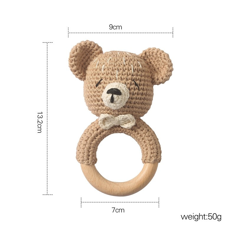 Brinquedos de Crochê para Bebês Chocalho de Animal Desenho Animado Chocalhos Musicais para Bebês Chocalho de Dentista Kawaii Brinquedo de Bebê 0-12 Meses Brinquedos Montessori