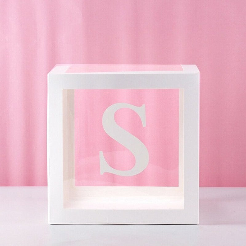 Transparent Letter Balloon Box Baby Shower Decorations Happy Birthday Wedding Decor 1st Birthday Party Supplies Balloon Box