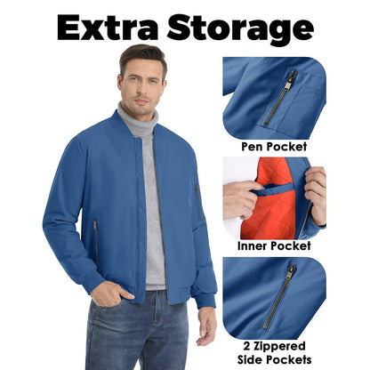 MAGCOMSEN Men's Aviator Jackets Thick Warm Orange Lining Bomber Jackets Fall Winter Casual Windproof Coats