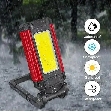 Multifunctional LED Flashlight with COB Strong Light Portable Camping Lamp Tail Magnet Waterproof Adjustable Outdoor Lantern