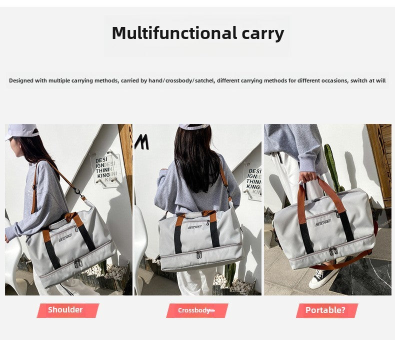 Expandable Travel Duffle Bag for Women, Sports Handbag, Fitness Bag, Large Capacity, One Shoulder Weekend Overnight Bag
