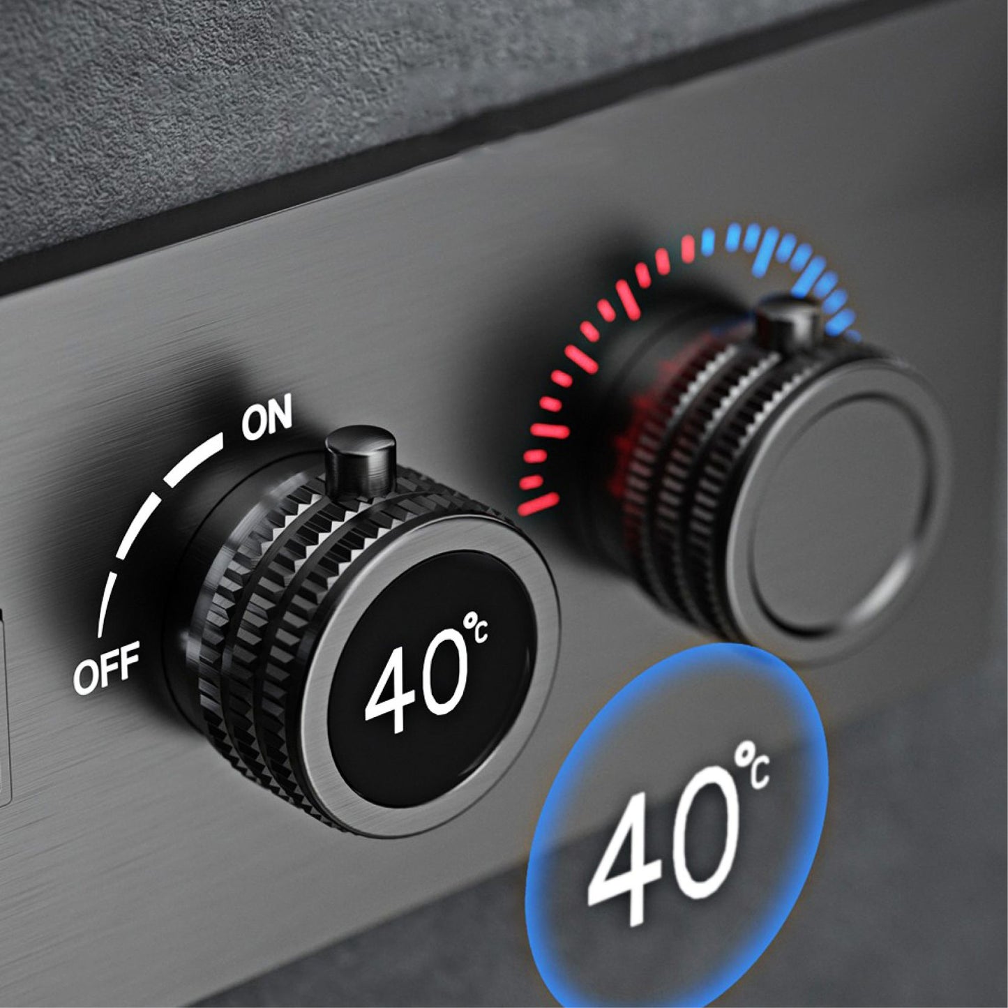 Luxury gun gray brass thermostatic shower system wall mounted LED digital display hot and cold water bathroom embedded faucet