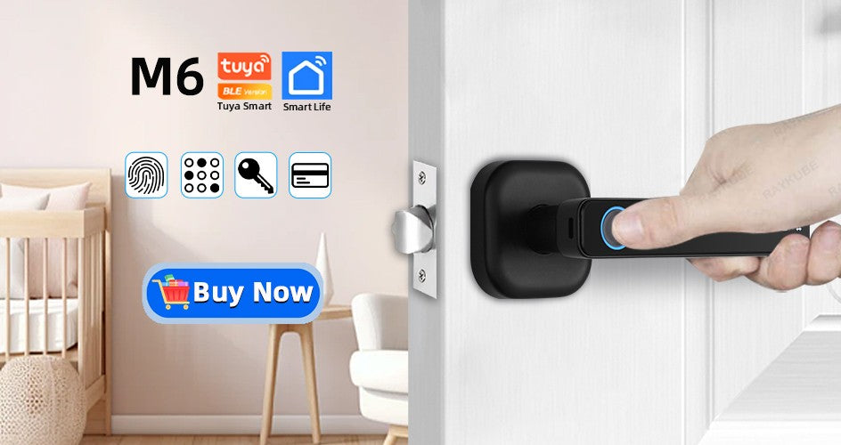 RAYKUBE M5 Tuya BLE Smart Fingerprint Door Lock Digital Electronic Lock with Password/Key/IC Card/ Smartlife/ Tuya APP Unlock