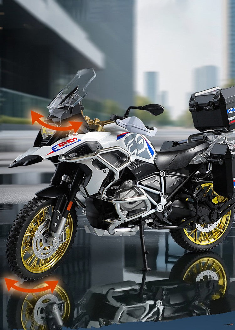 1:10 R1250GS Adventure Moto de Liga Leve Die Cast Modelo de Veículo Coleção Som e Luz Off Road Motocicleta Brinquedos Carro