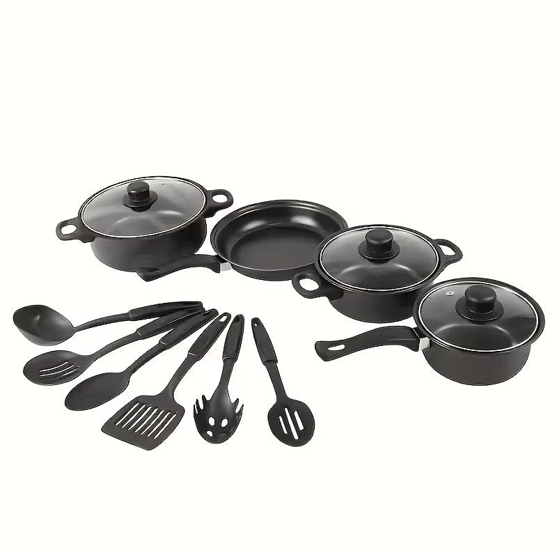 13PCS Nonstick Cookware Set Induction Compatible Pots and Pans with Frying Pan & Utensils for Kitchen and Outdoor Cooking