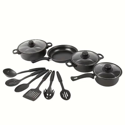 13PCS Nonstick Cookware Set Induction Compatible Pots and Pans with Frying Pan & Utensils for Kitchen and Outdoor Cooking