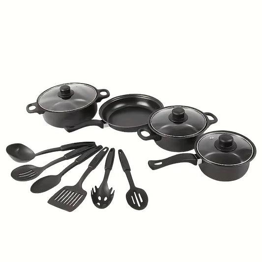 13PCS Nonstick Cookware Set Induction Compatible Pots and Pans with Frying Pan & Utensils for Kitchen and Outdoor Cooking