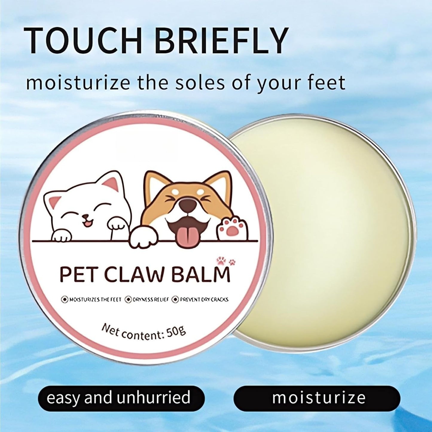Creme Hidratante para Patas de Animais de Estimação 50g Bálsamo Protetor para Patas de Gatos e Cães Protetor Nasal Vegetal Natural Cuidados de Outono e Inverno Hidratante para Patas de Animais de Estimação