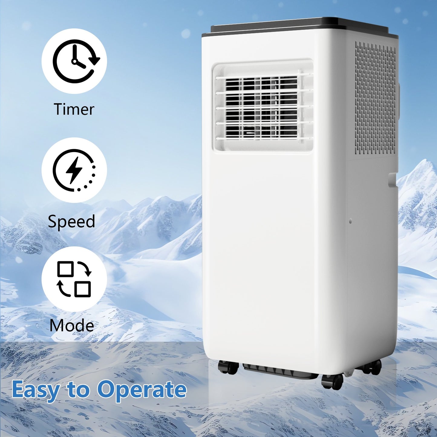 8000 BTU Portable Air Conditioner 3-In-1 Cooling Fan Dehumidifier Remote Control LED Display, Portable AC Unit for Home Office