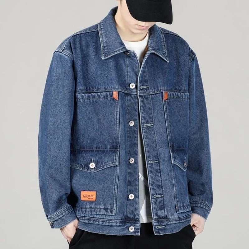 Jeans Coat for Men Padded Wool Denim Jackets Man with Sheep Wide Sleeves Black Warm Padding Original Cowboy New in Big Size G L