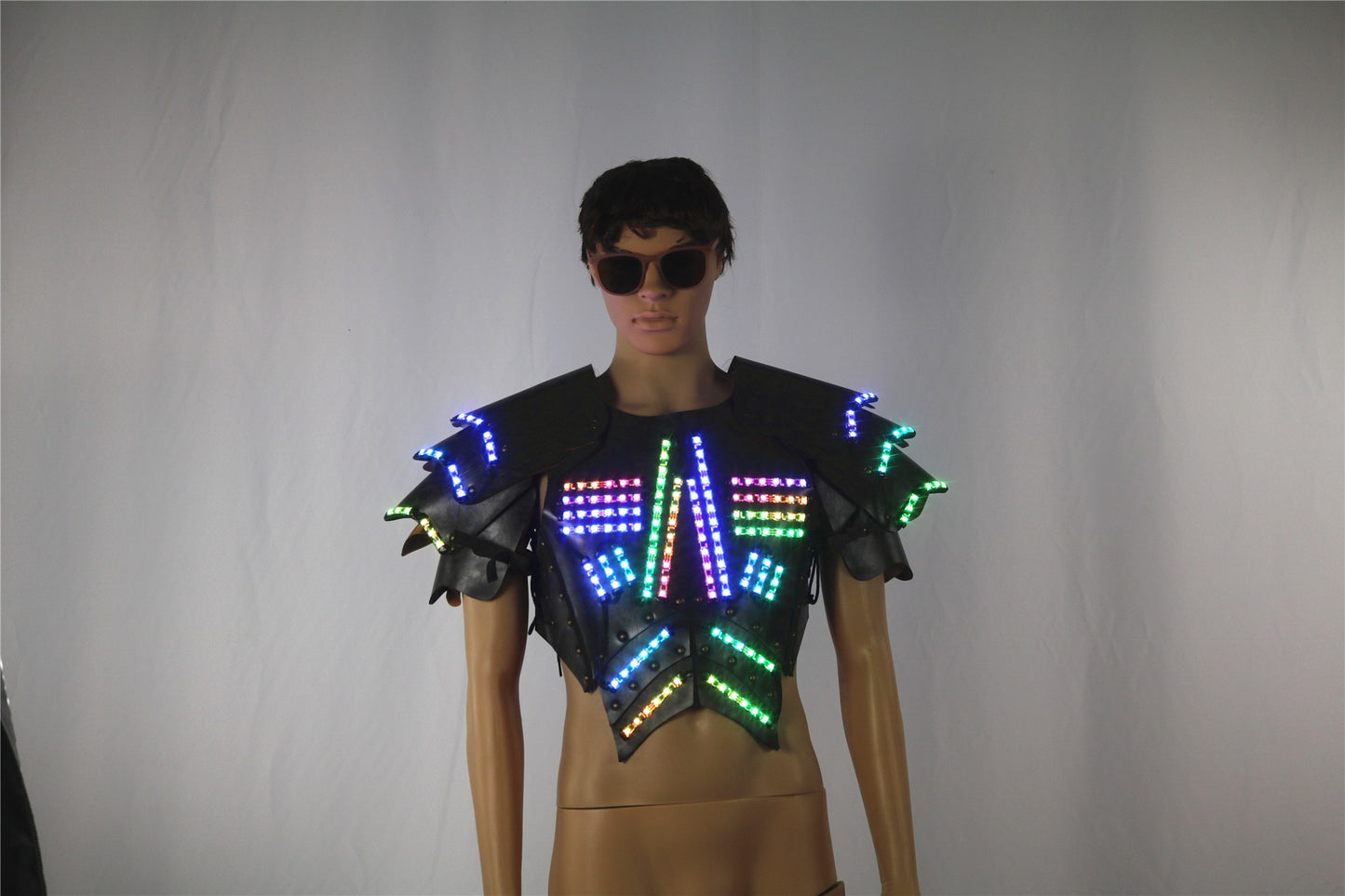 Men's Luminous Clothing Night Show Props Halloween LED Luminous Armor Stage COSPLAY Fluorescent Party Vest