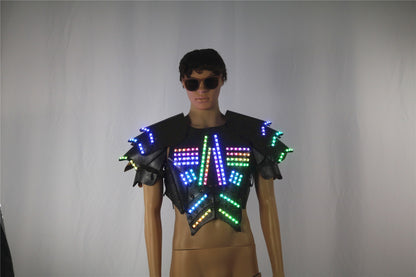 Men's Luminous Clothing Night Show Props Halloween LED Luminous Armor Stage COSPLAY Fluorescent Party Vest