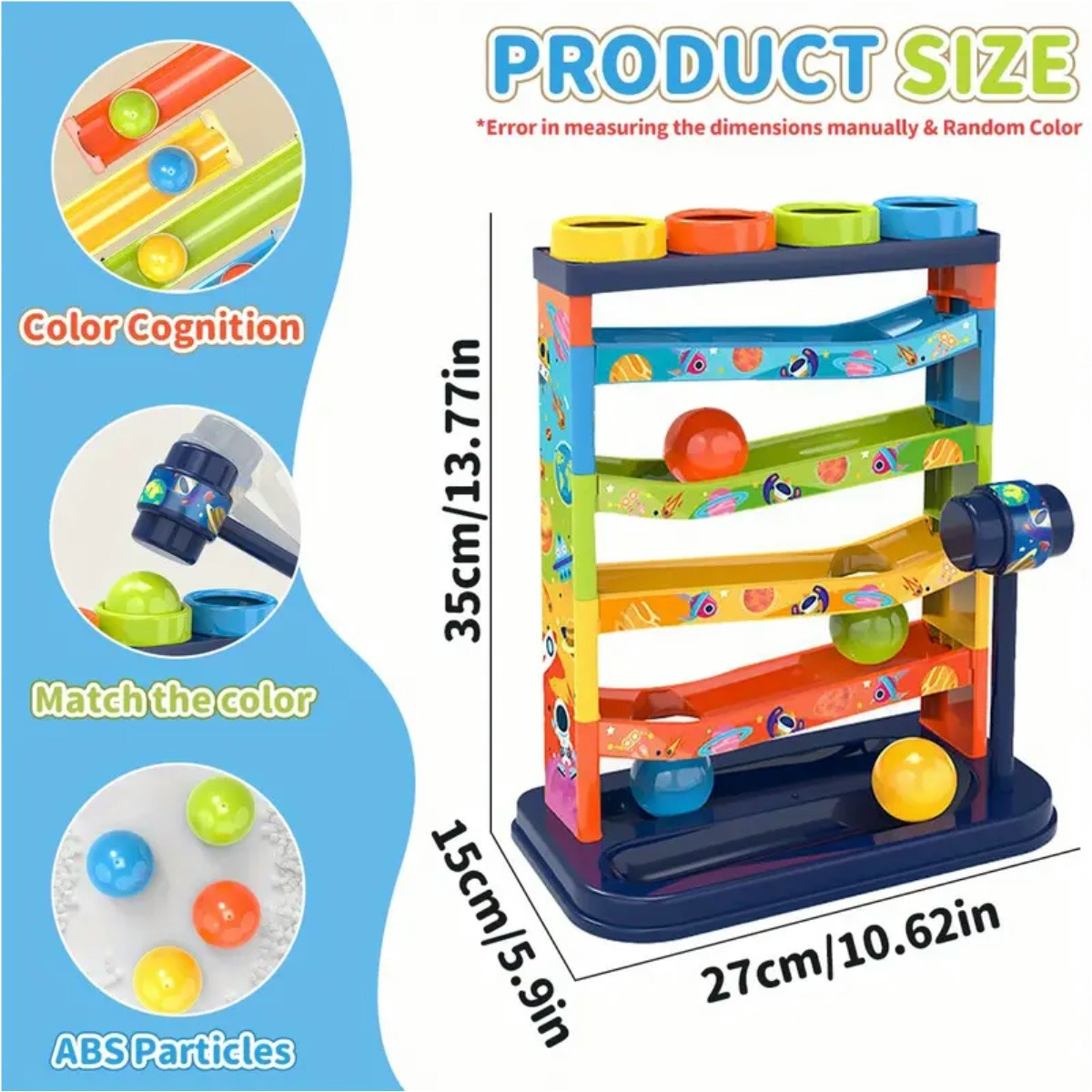 Brinquedo de Rampa Deslizante de Bolinhas de 5 Camadas Coloridas, Brinquedo Educacional de Batida, Brinquedo Montessori, Presente de Aniversário