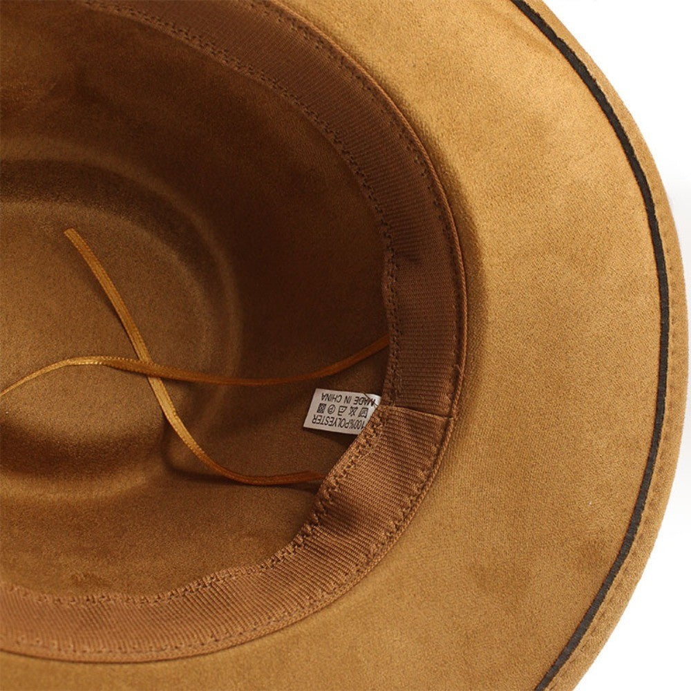 New Artificial Suede Cowboy Hats Big-edge Breathable Jazz Knight Hats Solid Color Party Cosplay Hat Spring