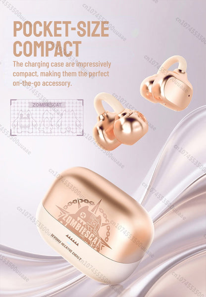 Zombiescat B15 OWS Ear Clip Headphone 360° Immersive Stereo Bluetooth 5.4 Wireless Earphones ENC Clear Call TWS Wireless Earbuds