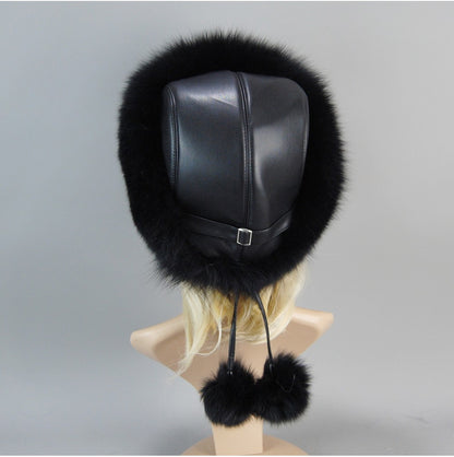 Nova Touca de Luxo de Inverno 100% Pelo de Raposa Natural Toucas de Pelo de Raposa Real de Qualidade para Mulheres Toucas de Pelo de Raposa Genuíno para Meninas