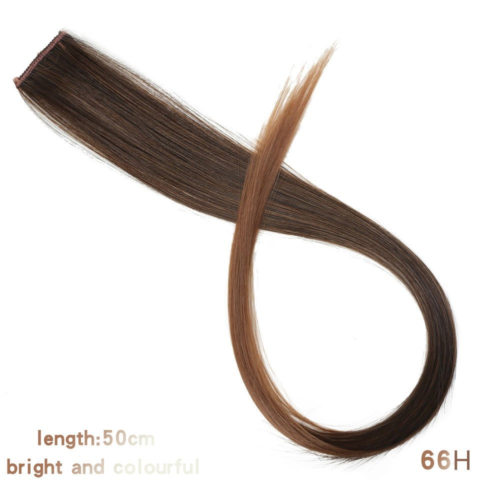 Todas as extensões de cabelo liso longo colorido para mechas, aplique de cabelo arco-íris, mecha de cabelo sintético rosa em tic-tac