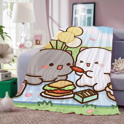 Cartoon cute Peach and Goma Blanket For Sofa Office Bed Plane Travel Sleep Read Relax Camping Soft And Warm