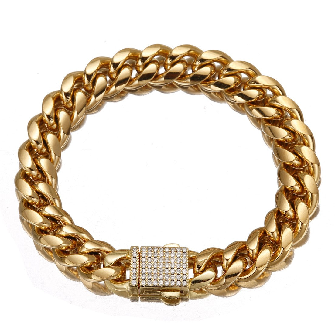 Joias Hip Hop 6mm-14mm Qualquer Comprimento 316L Aço Inoxidável Fivela de Cristal Fashion Pulseira Elos Miami Feminina Masculina