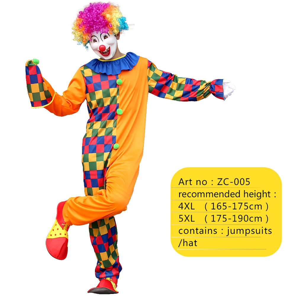 Adults Funny Clown  Costumes ,Joker Cosplay Suits for Men,Magician Performance Fancy Outfits?just Clothes,no Prop Wig/Mask/Shoes
