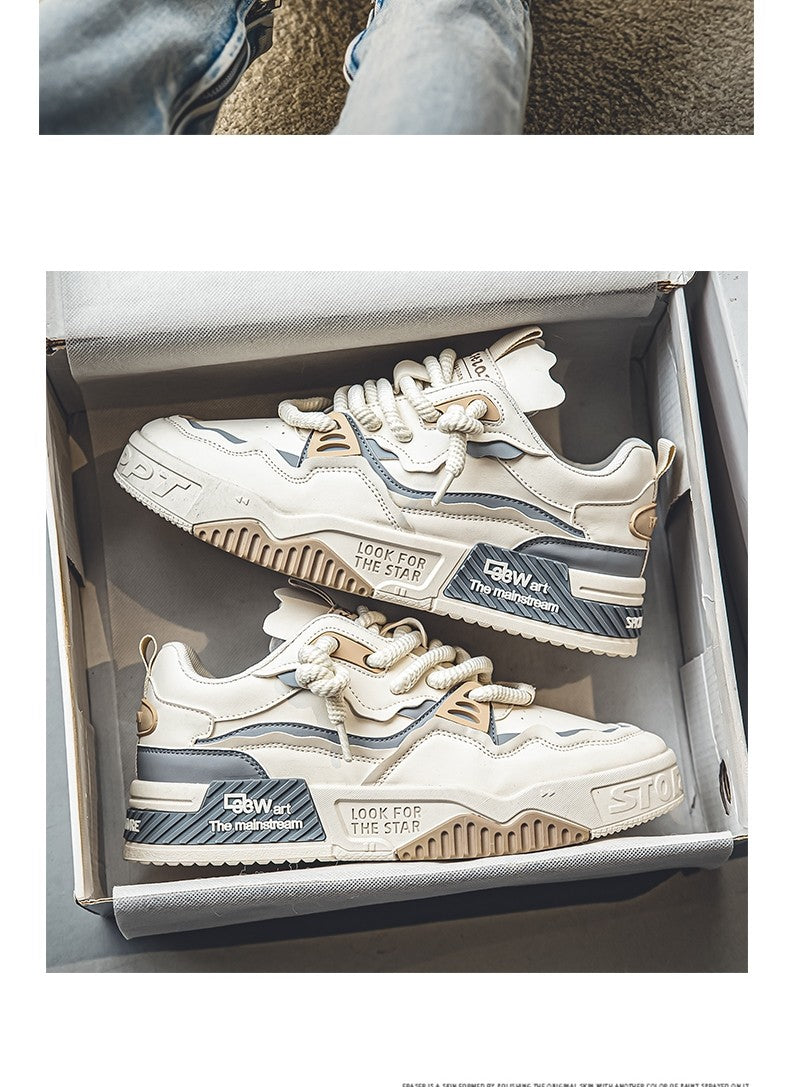 Men's Trendy Skate Shoes, Comfy Non Slip Casual Lace Up Sneakers For Men's Outdoor Activities