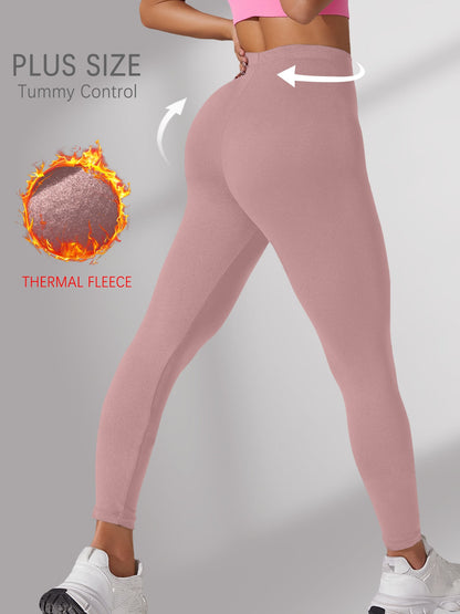 Plus Size Super Soft Fleece Lined Leggings Women, Workout Yoga Running Thermal Warm Pants For cold winter Running