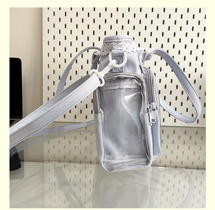 New Japanese Style Transparent Crossbody Bag Cute Candy Color Commuting Shoulder Bag for Girls Simple and Casual Texture Ita Bag