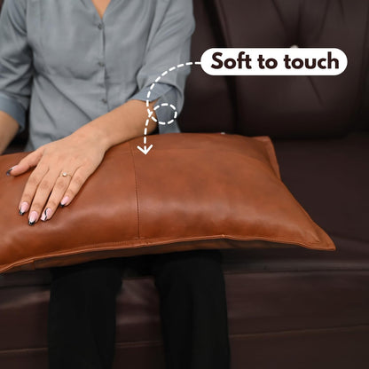 Lambskin Leather Pillow Cover - Dolly Lamb Sofa Cushion Case - Decorative Throw Cover for Living Room and Bedroom, 12x20 Inches