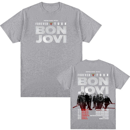 Bon Jovi Grunge Band Forever TOUR 2026 Tee Summer Casual Tshirt 100% Cotton Comfortable High Quality Graphic 100%Cotton Tops