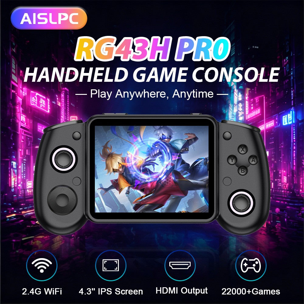 AISLPC RG43H PRO Retro Handheld Game Console 22000+Games Dual System 4.3‘’IPS Screen 2.4G WiFi Online Play Portable Game Player