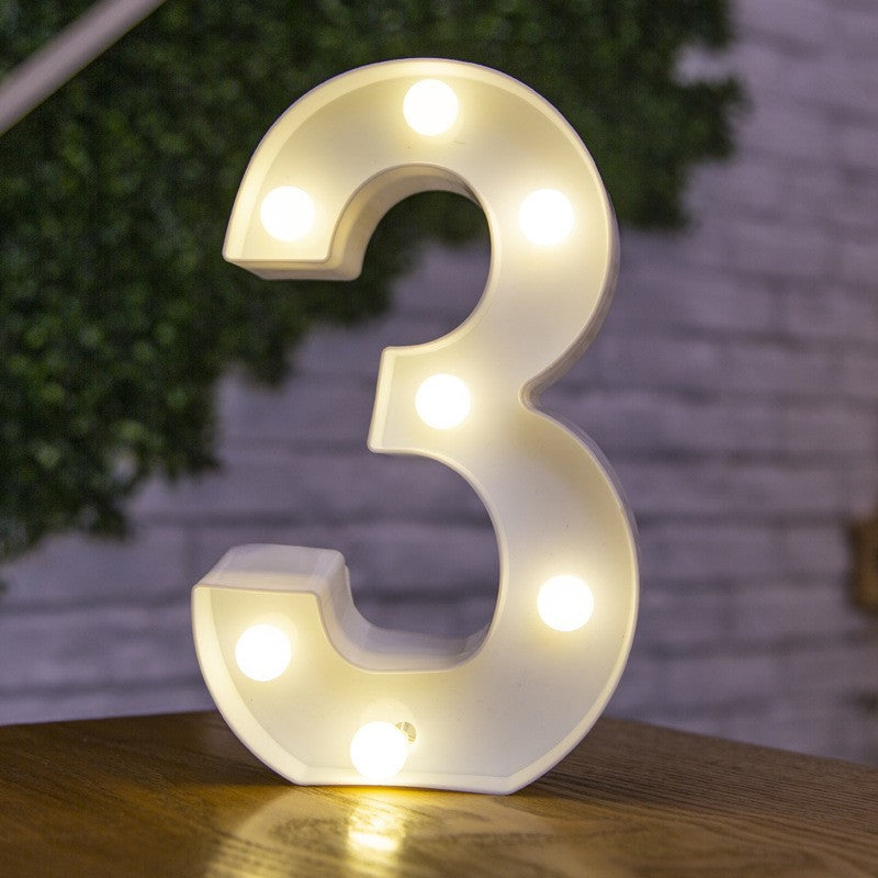 Alphabet Letter LED Lights Luminous Number Lamp Battery Warm Night Light for Home Wedding Birthday Christmas Party Decoration
