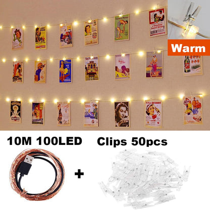 Photo Clip String Lights LED Fairy Lights Picture Clips USB Powered String Light with Clips for Bedroom Christmas Party Decor