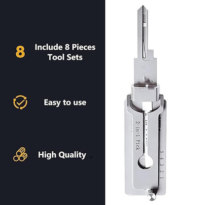 SS001 Decodificador de Chaves em Aço Inoxidável 2 em 1 Kit de Pinos e Alavancas de Precisão Decodificador de Fechaduras Kit de O-rings Ferramentas Manuais para Manutenção e Reparo