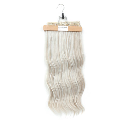 Apliques de cabelo sintéticos ondulados loiros 27/613 de 61 cm (24 polegadas) com presilhas brancas, 4 peças/lote, 220g, fibra resistente ao calor