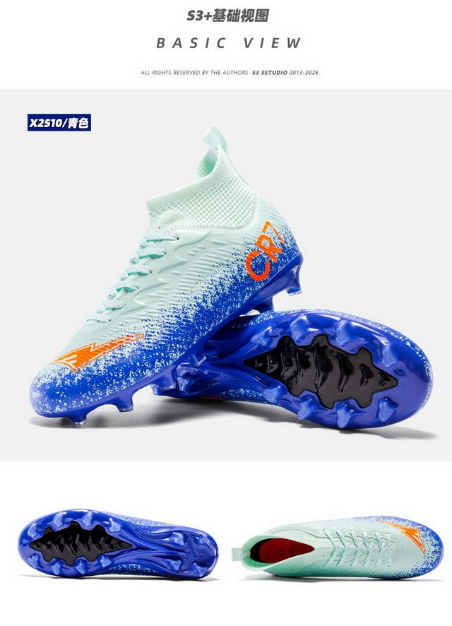 Men Soccer Shoes Football Boots Ultra-light Non-slip Long Spikes Outdoor Professional Cleats Grass Sports Shoes Match Sneakers