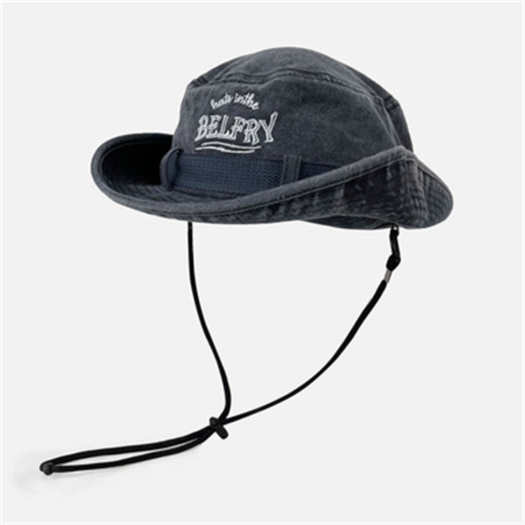 Chapéu de Montanhismo Masculino e Feminino de Algodão Lavado Vintage Bordado Chapéu de Pescador Proteção Solar para o Ar Livre Chapéu de Cowboy Ocidental