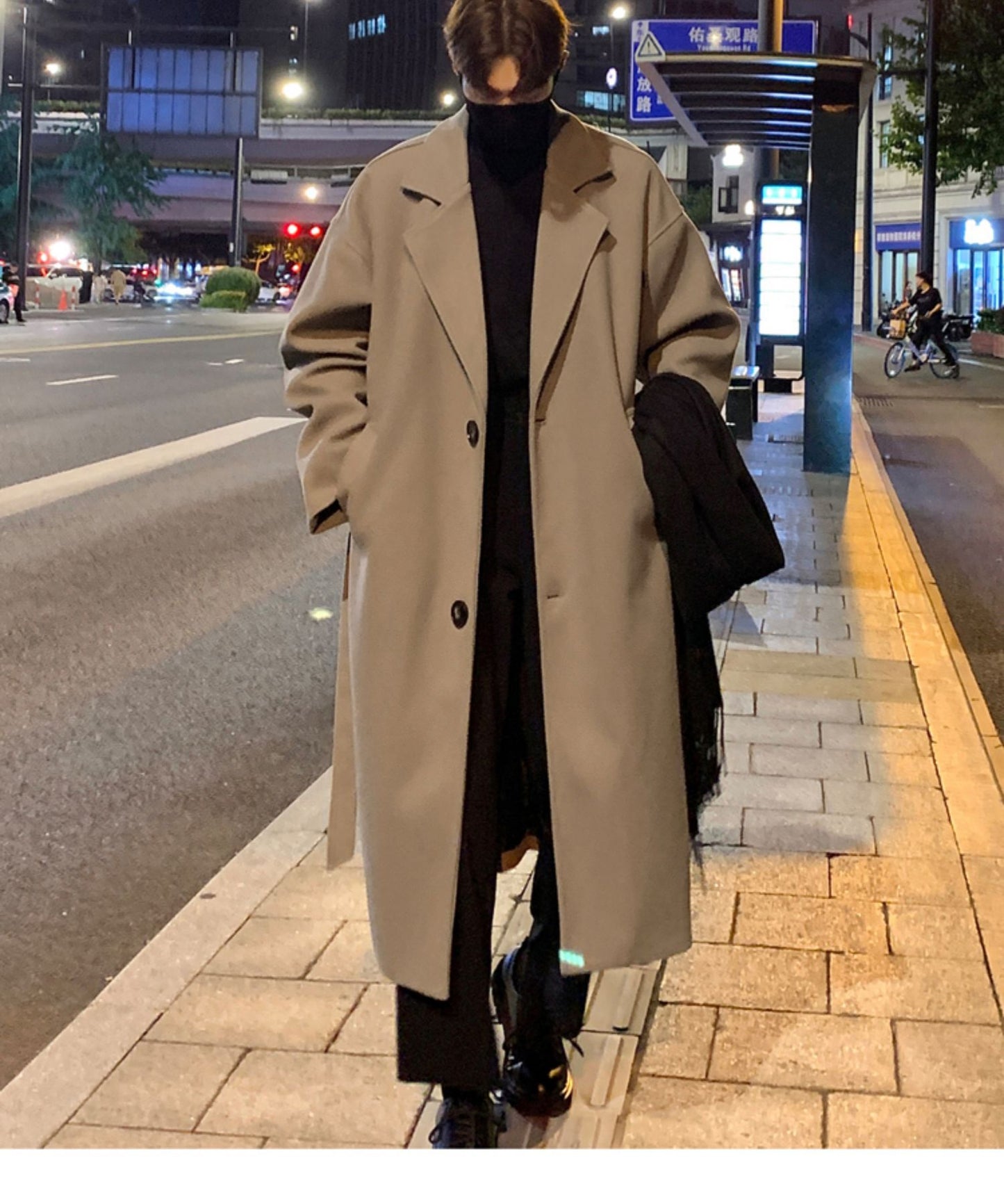 Men Fashion Winter Jacket Coats 2024 Thicken Wool Blends Coat Mens Oversized Overcoat Male Streetwear Warm Long Coat Q38