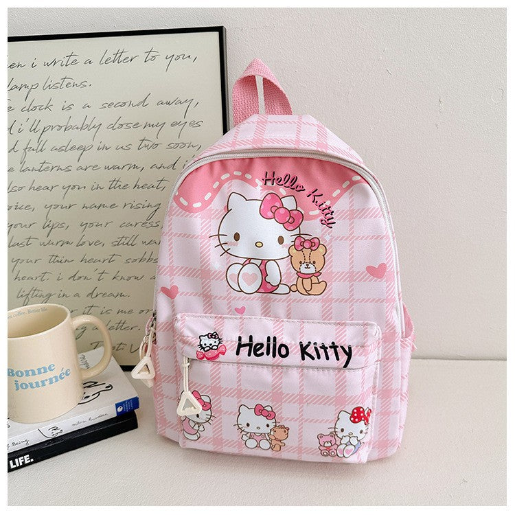 Mochilas Hello Kitty Kuromi Cinnamoroll com estampa de desenho animado fofo e leve para meninos e meninas do jardim de infância