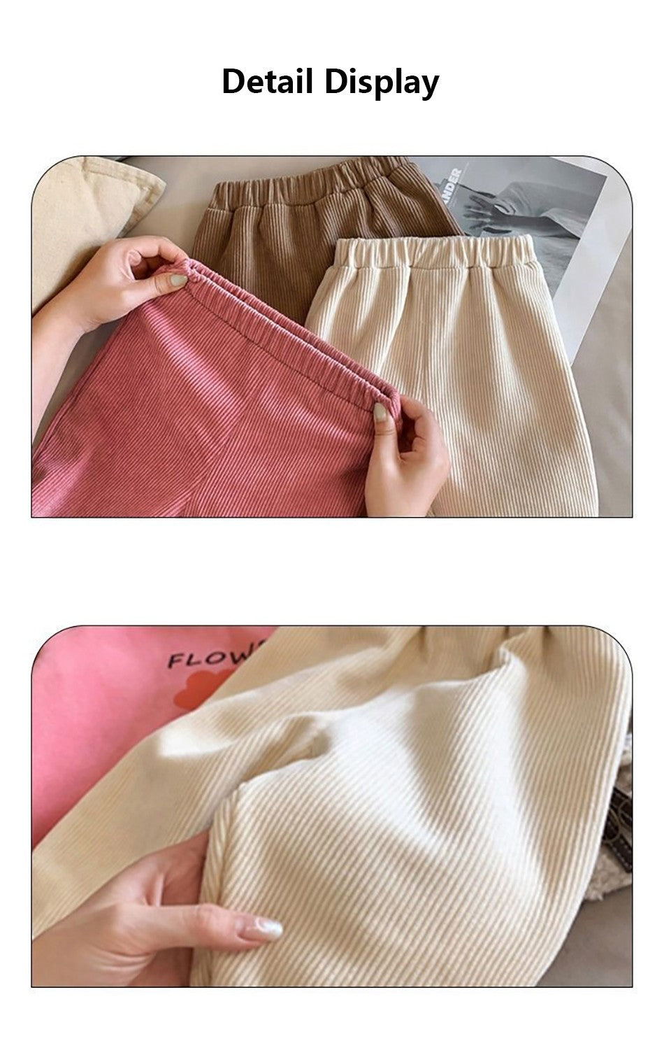 Baby Kids Corduroy Pants Children Fleece-Lined Thermal Winter Warm Straight Leg Casual Trousers for Boys Girls Clothing